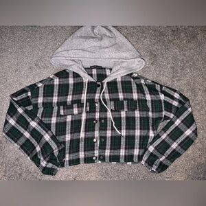 Cropped Light Weight Hooded Flannel